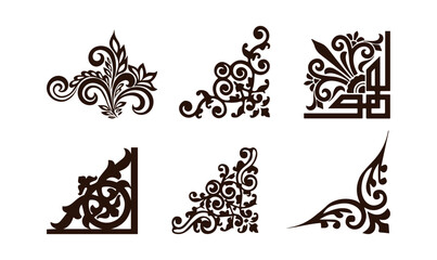 Wall Mural - decorative corner floral ornament.floral corner design. swirl ornament isolated on white background 