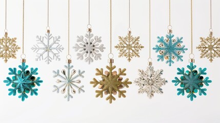 Poster - A row of snowflakes hanging from a string