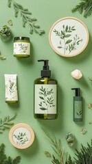 Poster - Natural Beauty Products with Green Foliage.