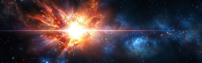 Poster - A vibrant explosion of color and light illuminating the depths of space, captured in a distant galaxy during a celestial event