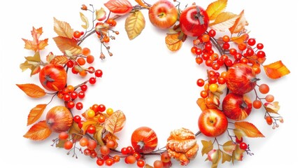Poster - A wreath of fruit with apples and pomegranates