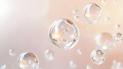 scientific illustration of hyaluronic acid bubbles and collagen drops