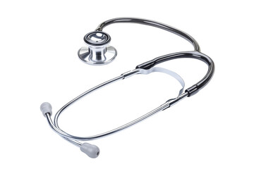 A gleaming stethoscope rests on a clean surface in a bright medical office during a sunny afternoon