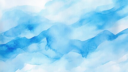 Poster - Soft blue watercolor waves flowing across a textured background in an abstract composition showcasing tranquility and calmness