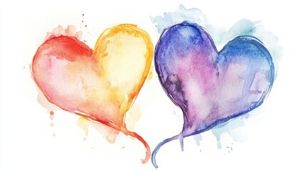 Aufkleber - Colorful watercolor hearts intertwined, symbolizing love and connection in a vibrant artistic display