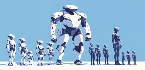 Poster - Future technology mascots, fun digital ai assistants modern set of futuristic robots, androids, cyborgs, and bots.