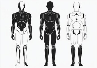Poster - A humanoid robot with a white and black appearance, stock concept, futuristic technology.