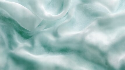 Poster - Delicate soft mint green fabric gently draped, showcasing texture and sheen in natural light