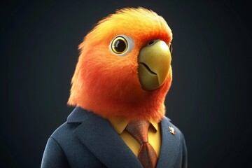 Wall Mural - This is a portrait of a parrot wearing a formal business suit, created by generative AI