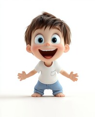 A cute baby 3D character with generative ai expression laughing