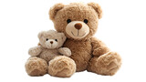  Two teddy bears sit closely together against a solid black background, exuding warmth and companionship.

