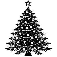 Sticker - Christmas tree vector illustration 