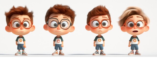 Poster - A set of 3D character illustrations of cute babies laughing. Generated with AI