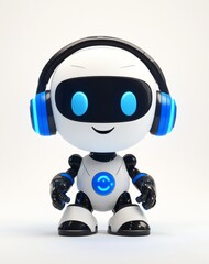 Poster - A 3D robot character with a happy gesture on a transparent background. Stock image.
