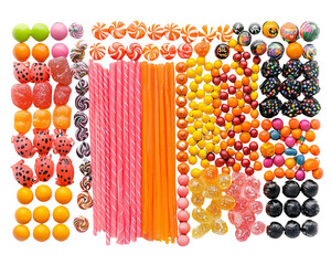 A vibrant assortment of colorful candies and treats, perfect for sweet celebrations and festive occasions.