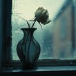 © Wavezaa - 5. A wilted flower in a broken vase on a windowsill, [fragility], [symbol of impermanence and sadness]