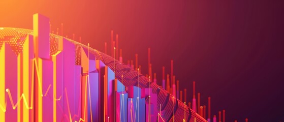 Poster - Vibrant graphic representing data analysis with colorful bars and dynamic shapes against a gradient background.