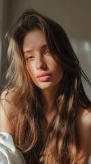 Wall Mural - supermodel, brown long hair, the most beautiful girl