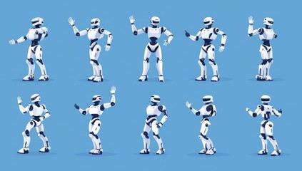 Poster - Modern design of cute robots, chatbots, and AI bots. Concept for technology service and communications.