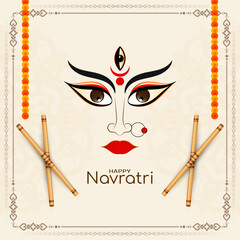 Sticker - Beautiful Happy Durga puja and Navratri festival celebration greeting card