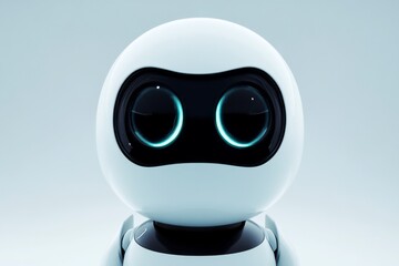 Poster - An adorable baby robot in full length. Robot's face with big eyes. Futuristic vision, stock technology concept.