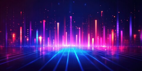 Poster - vibrant sound waves and colorful particles
