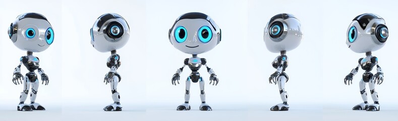 Poster - The stock image consists of a collection of little cute robots on a transparent background