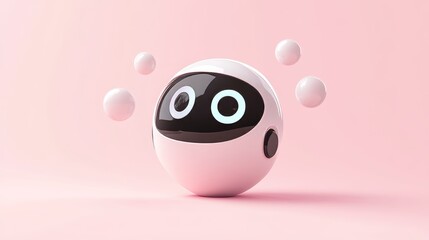 Poster - An illustration of a chatbot robot pointing at speech bubbles and taking notes