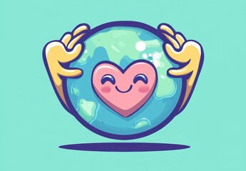 Poster - A ball character with a heart-shaped face and hands
