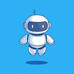 Poster - Animated cute robot waving hand cartoon illustration science technology future smart stock