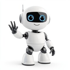 Poster - Animated 3D AI character mascot isolated on white background, GPT chatbot icon. Stock, trendy technology, support service, funny automaton computer modern illustration.