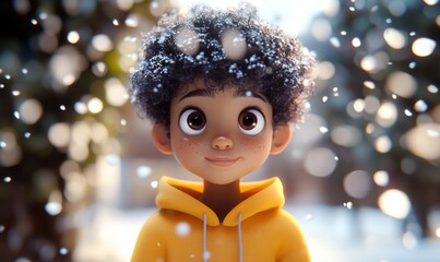 Stock illustration of a handsome African American boy character, based on a 3D cartoon movie scene