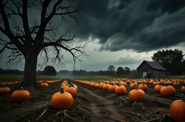 Wall Mural - halloween pumpkin and pumpkins