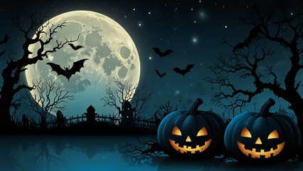 Sticker - halloween background with pumpkin