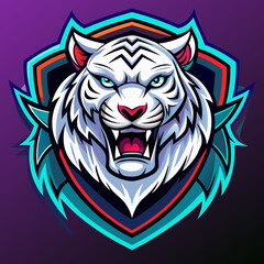 Wall Mural - White tiger mascot esport game logo illustration for sport game team