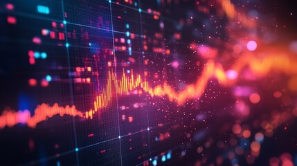Poster - Graph stock market with rising lines and numbers