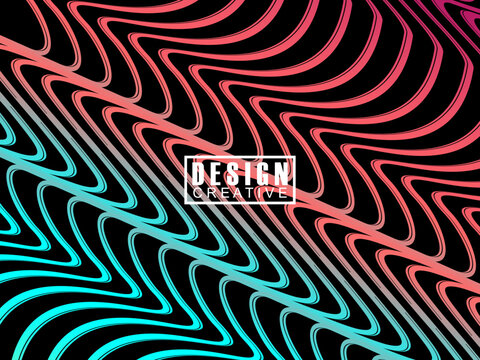 Futuristic abstract technology shining rainbow light lines on black background modern wave line pattern. Vector minimal line background with text for social media covers, headers, etc.