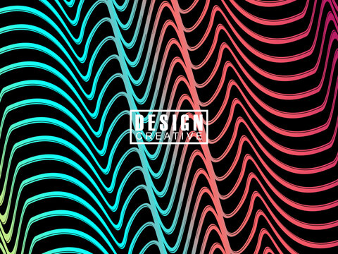 Futuristic abstract technology shining rainbow light lines on black background modern wave line pattern. Vector minimal line background with text for social media covers, headers, etc.