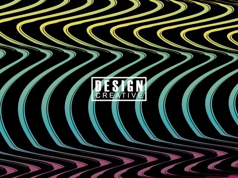 Futuristic abstract technology shining rainbow light lines on black background modern wave line pattern. Vector minimal line background with text for social media covers, headers, etc.