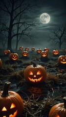 Wall Mural - halloween background with pumpkin