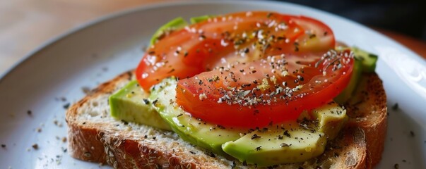 Wall Mural - A_slice_of_toasted_sour_dough_bread_with_avocado