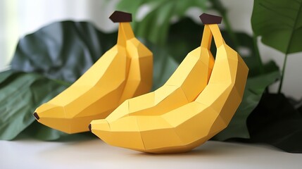 Wall Mural - Papercraft two yellow bananas