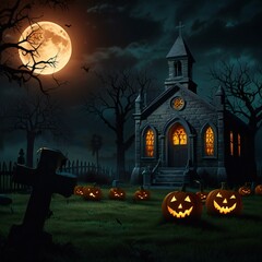 Wall Mural - halloween background with pumpkin