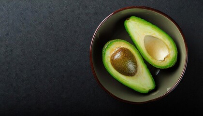 Sticker - Avocado in a bowl on a black background