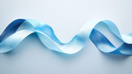 Poster - looped ribbon in a gradient of blue hues, arranged on a neutral grey background, conveying calm and 