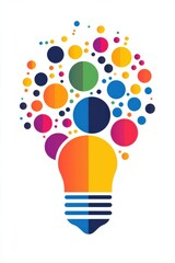 Poster - innovative and colorful logo design featuring a bulb made of vibrant geometric circles, representing