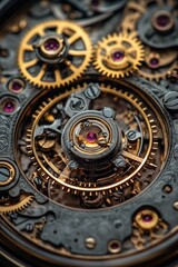 Aufkleber - Skeleton watch movement showing intricate gears and mechanical parts