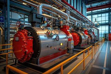 Poster - Industrial equipment operating inside modern powerful energy plant
