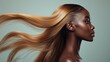 © Trushchenko_O - A woman with long brown hair and a tan complexion. The hair is flowing and he is styled