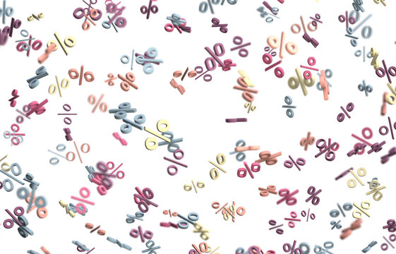 percent shopping digital in 3d. background